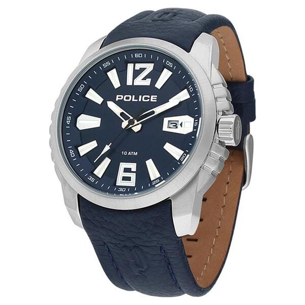 Police Quartz Analog Blue Dial Leather Strap Watch for Men - image number 0