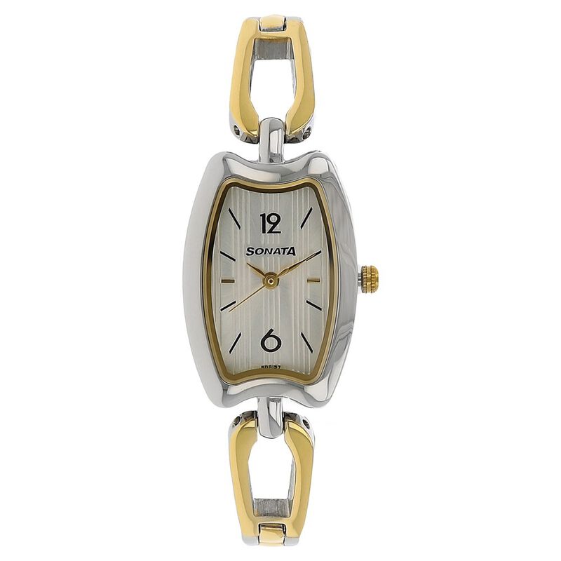 Sonata Quartz Analog Silver Dial Stainless Steel Strap Watch for Women - image number 0