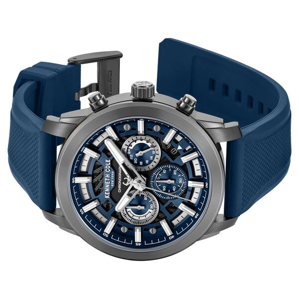 Kenneth Cole Quartz Multifunction Blue Dial Blue Colour Silicone Strap Watch For Men - image number 2