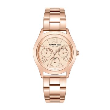 Kenneth Cole Quartz Multifunction Rose Gold Dial Stainless Steel Strap Watch for Women