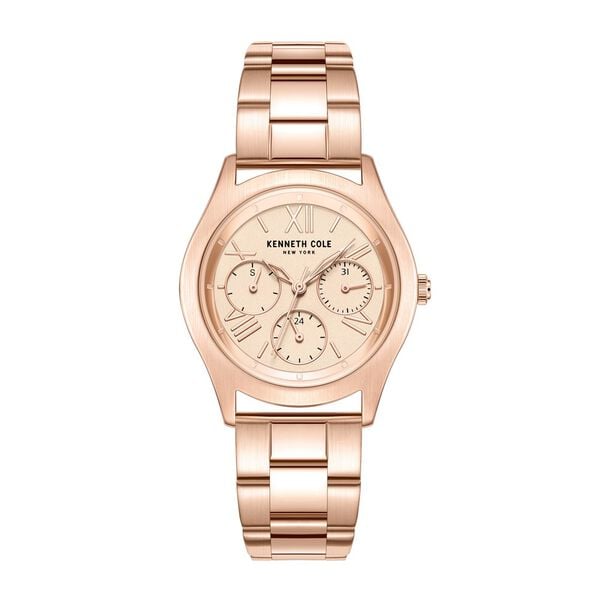 Kenneth Cole Quartz Multifunction Rose Gold Dial Stainless Steel Strap Watch for Women - image number 0