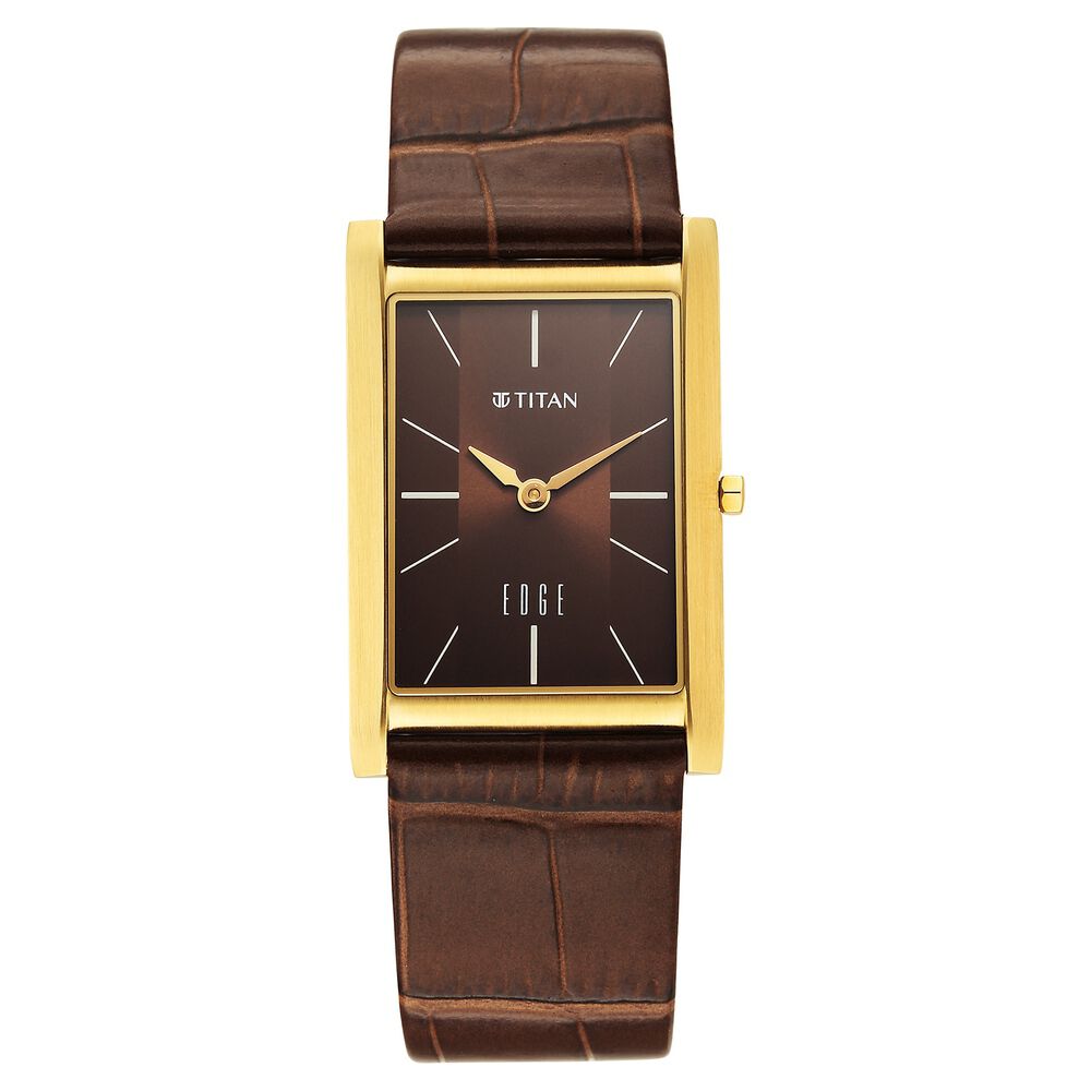 Titan Edge Monture Quartz Analog Brown Dial Brown Leather Strap Watch For Men-image-28