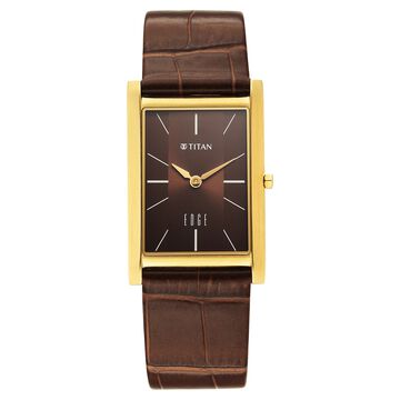Titan Edge Monture Quartz Analog Brown Dial Brown Leather Strap Watch For Men