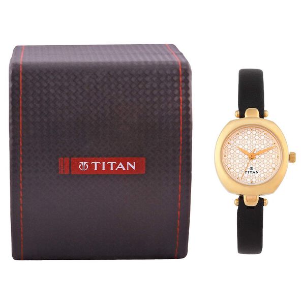 Titan Quartz Analog Silver Dial Leather Strap Watch for Women - image number 4