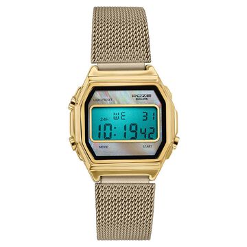 Poze By Sonata Digital Digital Beige Dial Beige Metal Strap Watch For Women