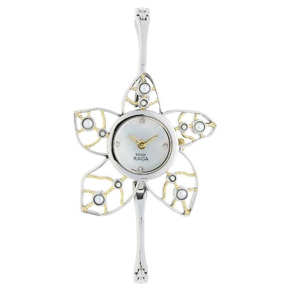 Titan Quartz Analog Mother of Pearl Dial Metal Strap Watch for Women - image number 0