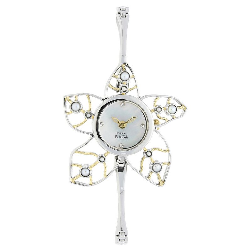 Titan Quartz Analog Mother of Pearl Dial Metal Strap Watch for Women