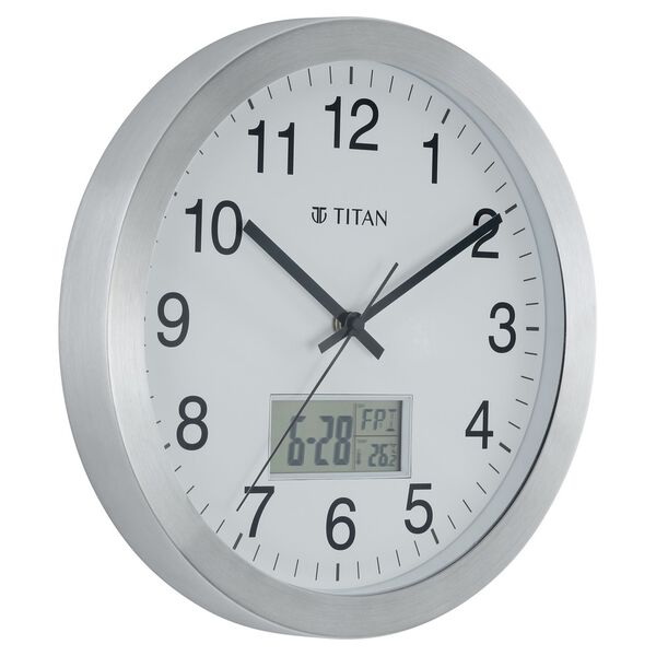 Titan Metallic Anadigi Wall Clock White Dial with Digital Display - 30 cm x 30 cm (Medium) - image number 2