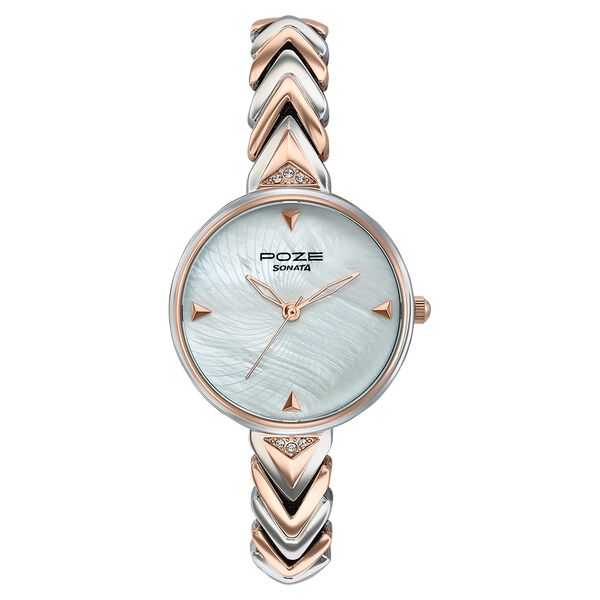 Poze By Sonata Quartz Analog Mother of Pearl Dial Two Toned Metal Strap Watch For Women - image number 1