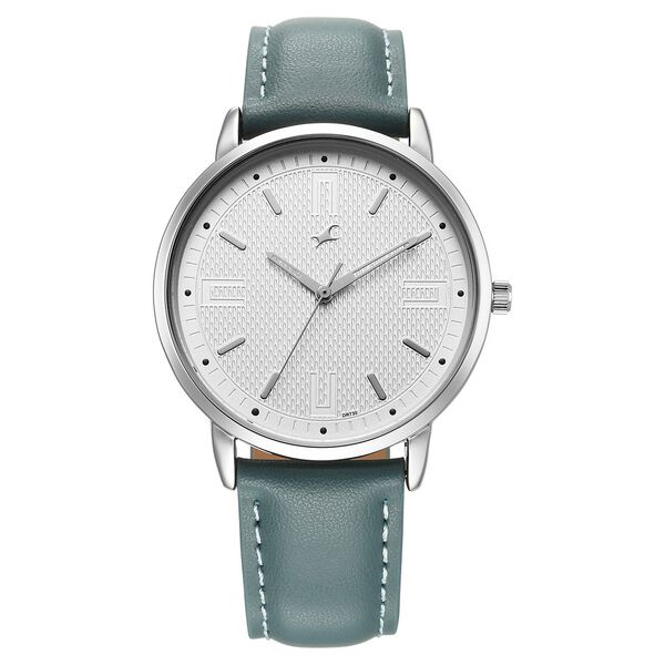 Fastrack Stunners X Quartz Analog Silver Dial Leather Strap Watch For Guys