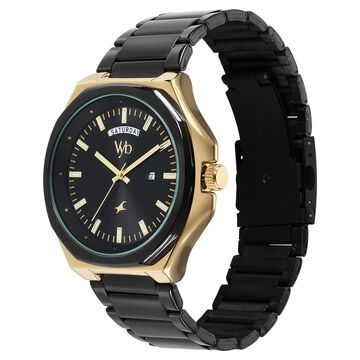 Vyb Orion By Fastrack Quartz Analog Black Dial Metal Strap Watch For Guys