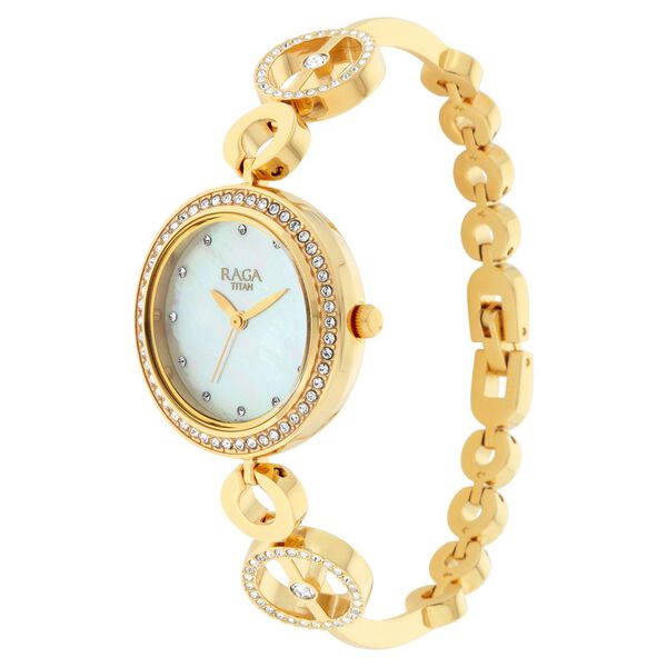 Titan Raga Mother of Pearl Dial Women Watch With Metal Strap - image number 2
