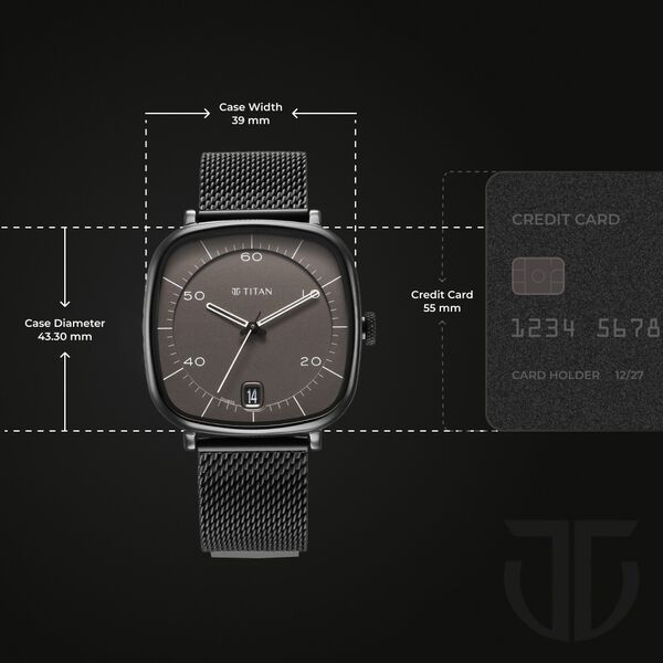 Titan Neo Curve Quartz Analog with Date Anthracite Dial Black Stainless Steel Strap Watch for Men - image number 2