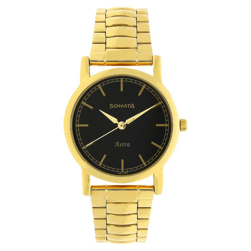 Sonata watch sales golden colour