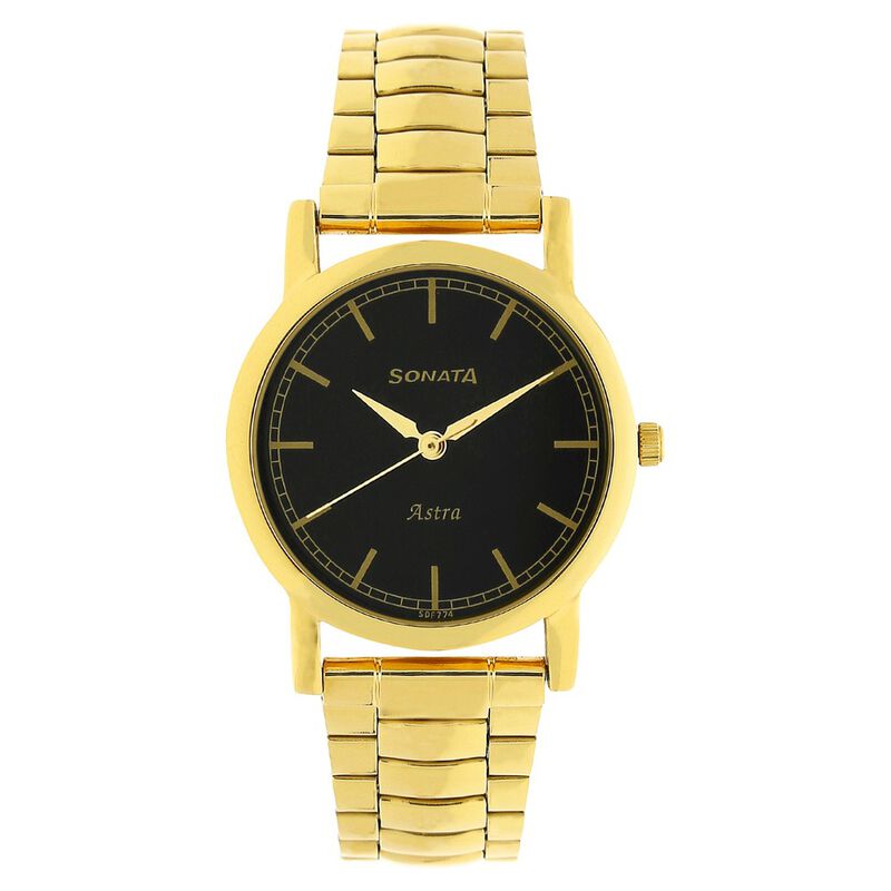 Sonata Quartz Analog Black Dial Stainless Steel Strap Watch for Men