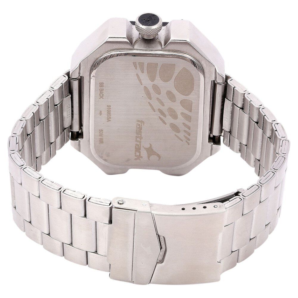 Fastrack Quartz Analog Black Dial Metal Strap Watch for Guys