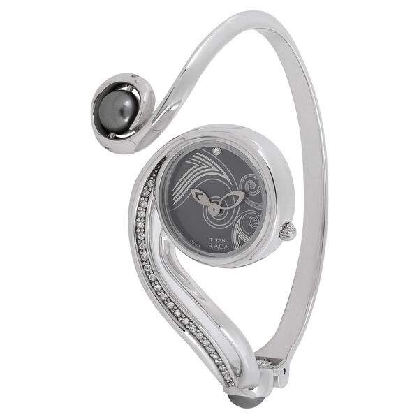 Titan Quartz Analog Anthracite Dial Stainless Steel Strap Watch for Women - image number 1