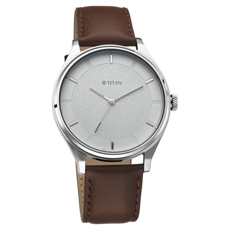 Titan Men's Classic Watch: Gradient Dial & Sleek Markings with Leather Strap - image number 0