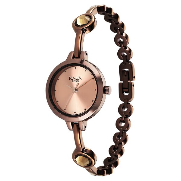 Titan Raga Viva Quartz Analog Rose Gold Dial Brown Metal Strap Watch for Women - image number 2