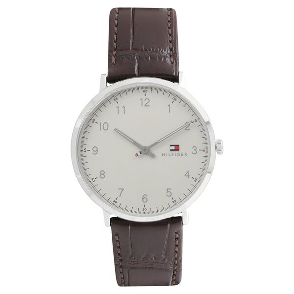 Tommy Hilfiger Quartz Analog Beige Dial Leather Strap Watch for Men - image number 0