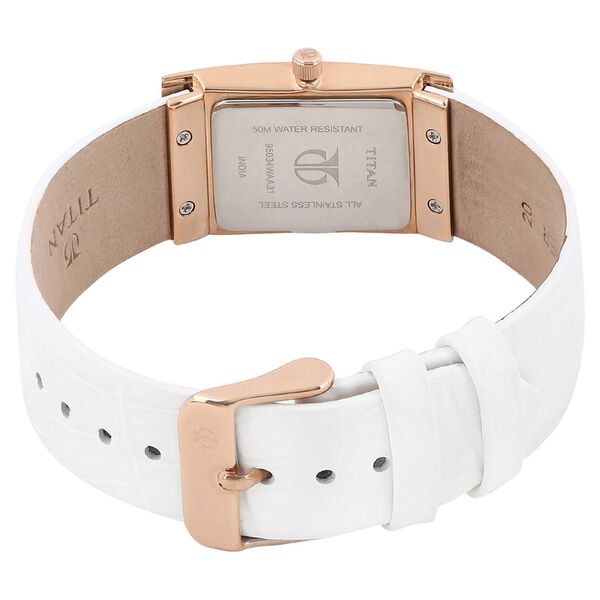 Titan Quartz Analog White Dial Leather Strap Watch for Women - image number 3
