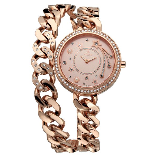 Titan Stellar Rose Gold Dial Analog Stainless Steel Strap watch for Women - image number 0