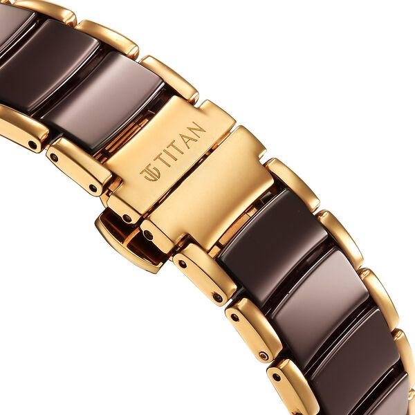 Titan Edge Melange Slim Steel & Ceramic Strap Brown Dial Analog Watch For Men - image number 4