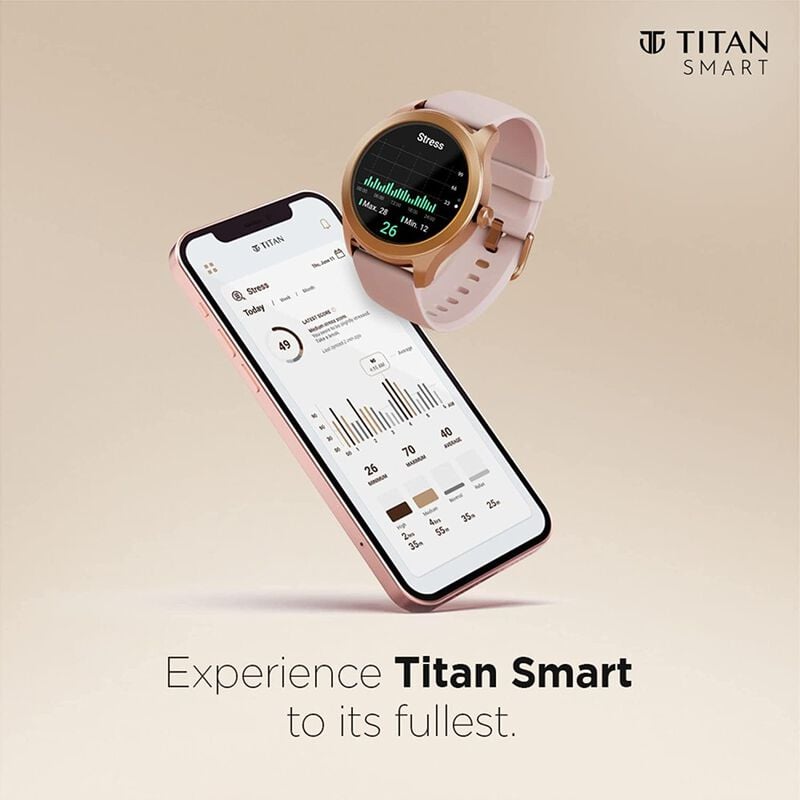 Titan Smart Touch Screen Unisex Watch with Black Dial Silicone Strap with Women's Health tracking - image number 6