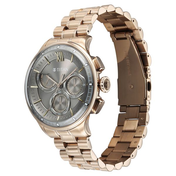 Titan Classique Half Cut Chronograph Analog with Anthracite Dial Carnation Gold Stainless Strap Watch for Men - image number 2