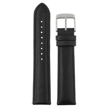 22 mm Black Genuine Leather Strap for Men
