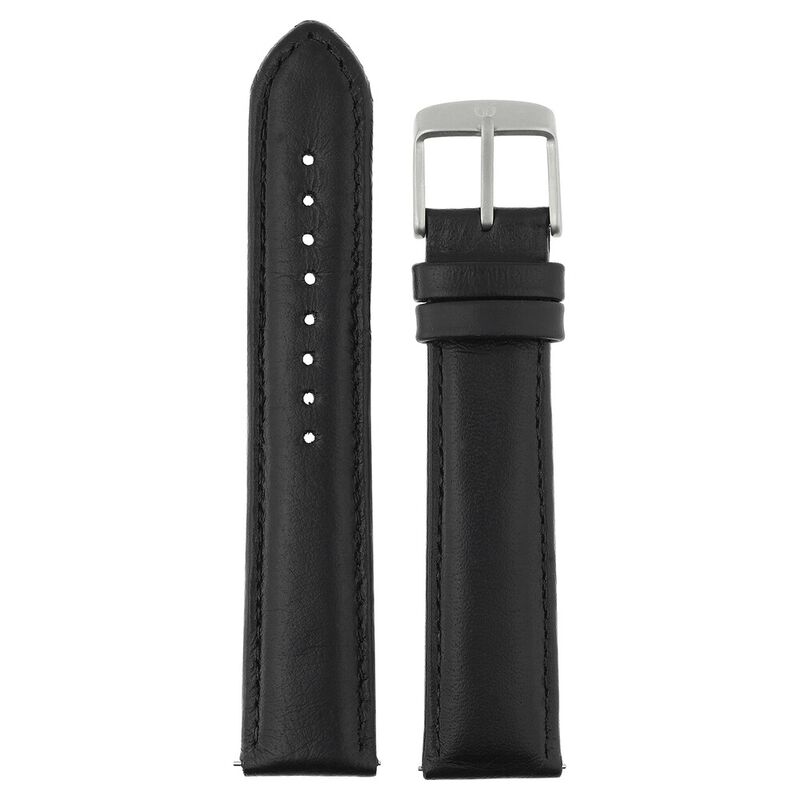 22 mm Black Genuine Leather Strap for Men - image number 0