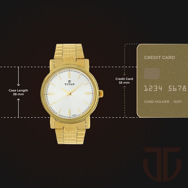 Titan Quartz Analog Silver Dial Golden Stainless Steel Strap Watch For Men - image number 2