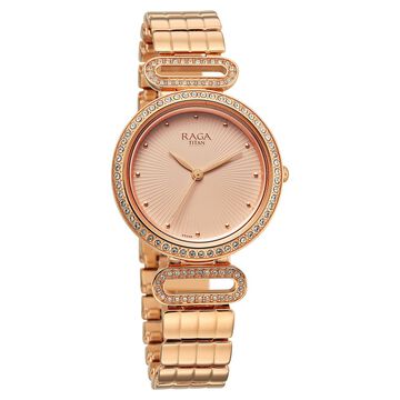 Titan Raga DEC Blaze Quartz Analog Rose Gold Dial Rose Gold Metal Strap Watch For Women