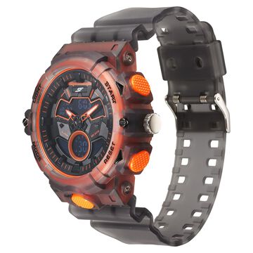 SF Analog Digital Orange Dial PU Strap Watch For Men