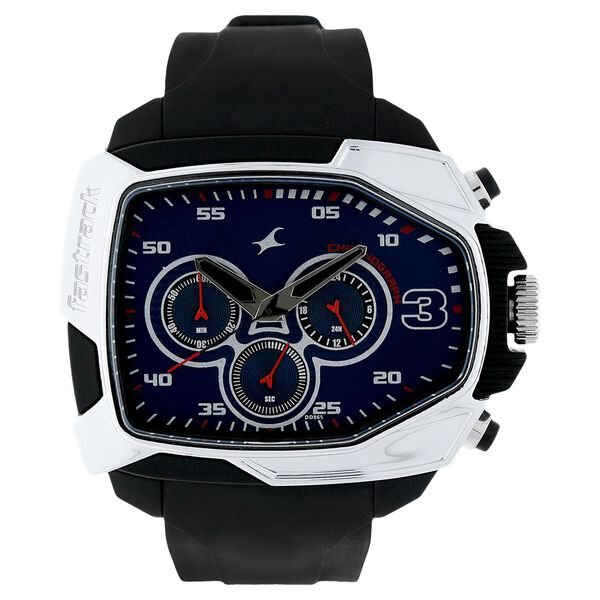 Fastrack Quartz Chronograph Blue Dial Plastic Strap Watch for Guys - image number 0