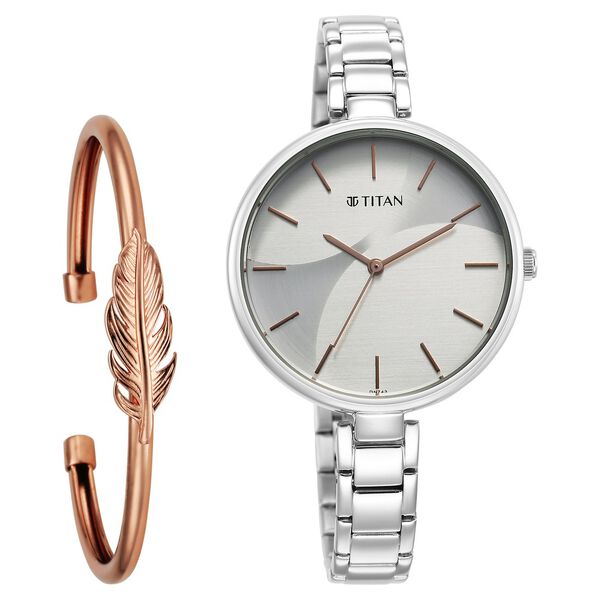 Titan Purple Stackables Quartz Analog Two Toned Dial Stainless Steel Strap Watch for Women - image number 0