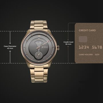 Titan Quartet Brown Dial Analog Stainless Steel Strap watch for Men