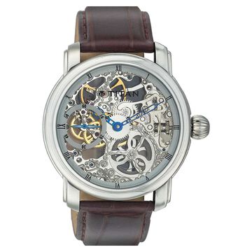 Titan Mechanical Hand Wound Transparent Dial Watch for Men