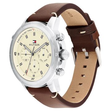 Tommy Hilfiger Quartz Multifunction Yellow Leather Strap for Men