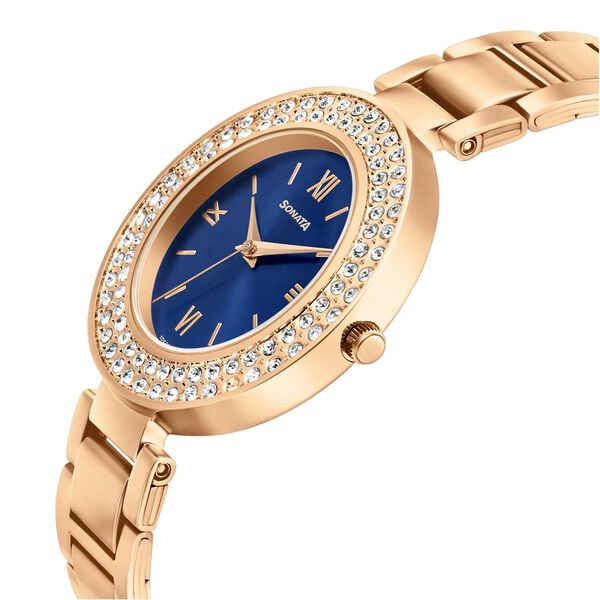 Sonata Quartz Analog Blue Dial Stainless Steel Strap Watch for Women - image number 2