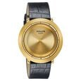Sonata Sleek Champagne Dial Gold-Tone Leather Strap Watch - image number 1