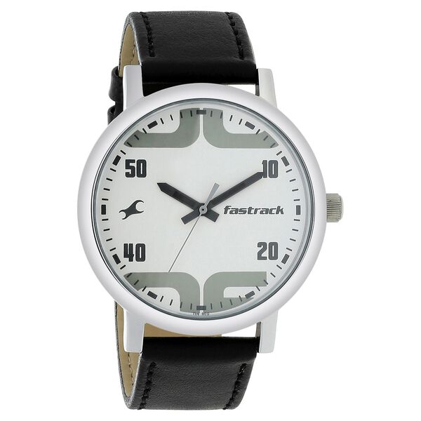 Fastrack Bold Quartz Analog White Dial Leather Strap Watch for Guys - image number 1