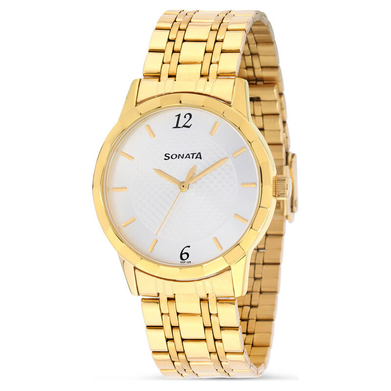 Sonata Quartz Analog Silver Dial Stainless Steel Strap Watch for Men