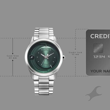 Fastrack Groove Quartz Analog Green Dial Silver Stainless Steel Strap Watch For Guys