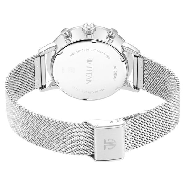 Titan Light Leathers Multifunction Silver Dial Silver Stainless Steel Strap Watch For Men - image number 5