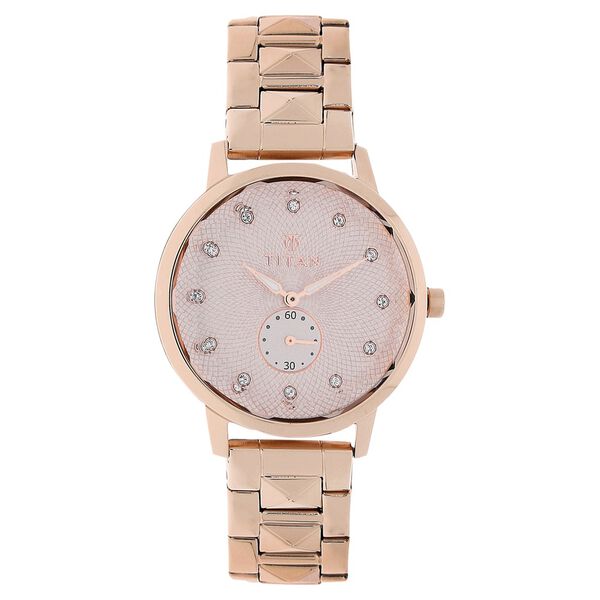 Titan Purple Past ModernRose Gold Dial Analog Stainless Steel Strap Watch for Women - image number 0