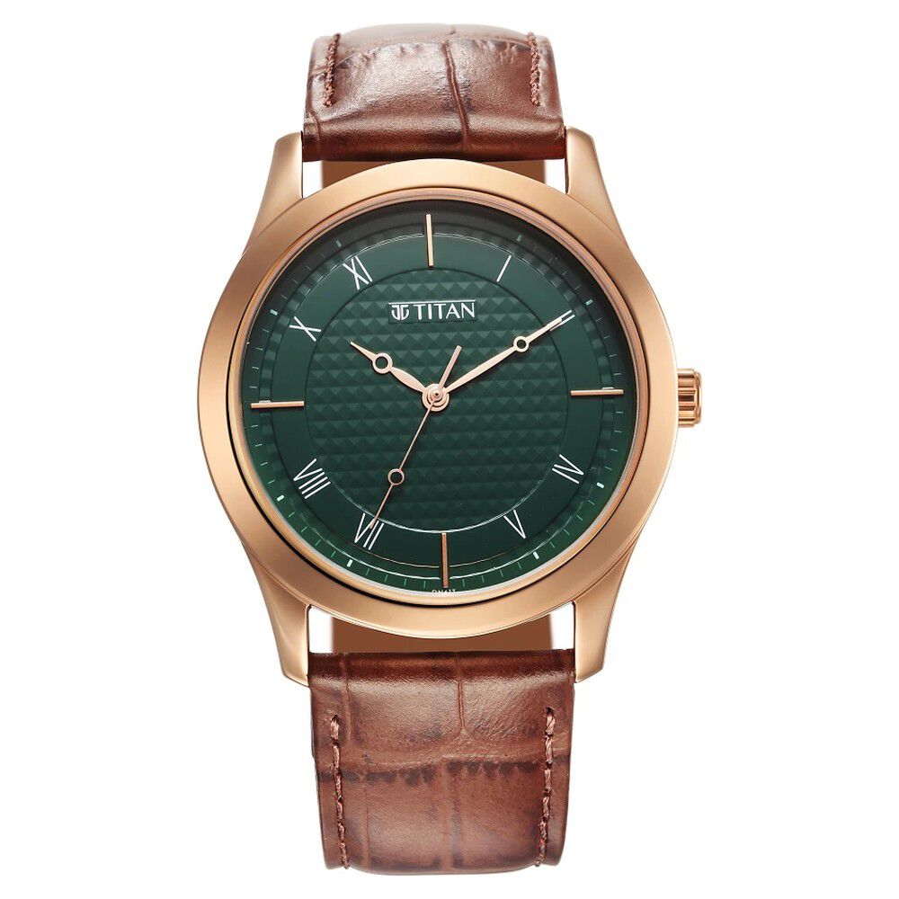 Buy Online Titan Karishma Green Dial Analog Leather Strap Watch for Men ns1823wl02 Titan