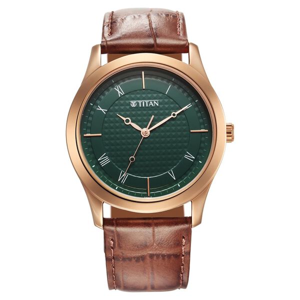 Titan Karishma Green Dial Analog Leather Strap Watch for Men - image number 0