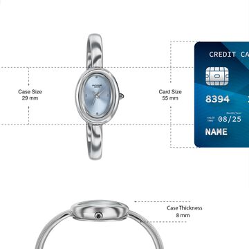 Poze Poze Quartz Analog Blue Dial Silver Metal Strap Watch For Women