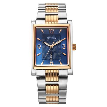 Titan Karishma Wedding Edit Analog with Day Date With Blue Dial Two Toned Stainless Steel Strap Watch for Men